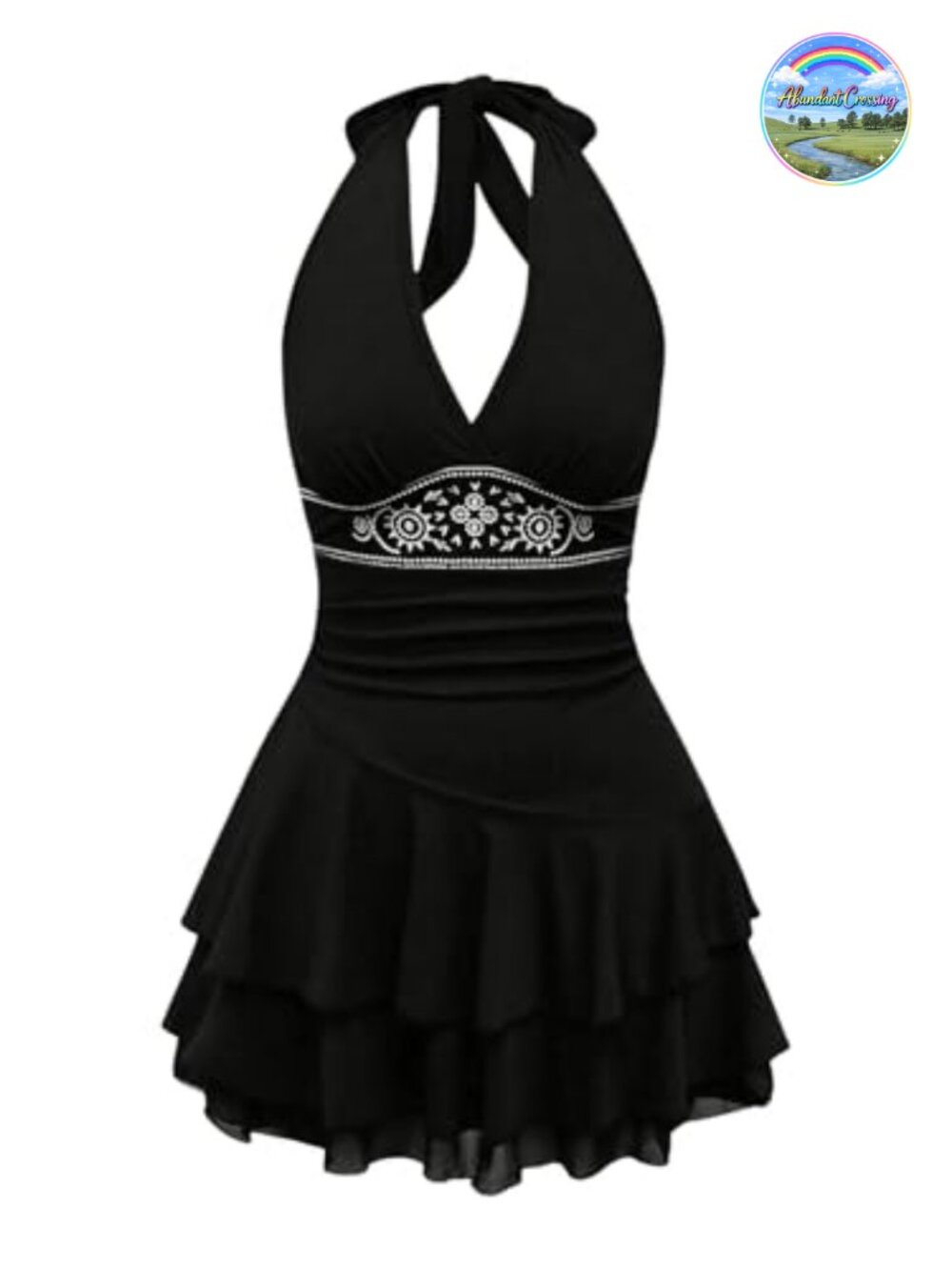 SOLY HUX Women's Halter Mini Dress Backless Tiered Ruffle A-Line